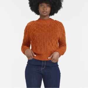 PrAna Rust Burnt Orange Knit Mock Neck Sky Meadow Pullover Sweater